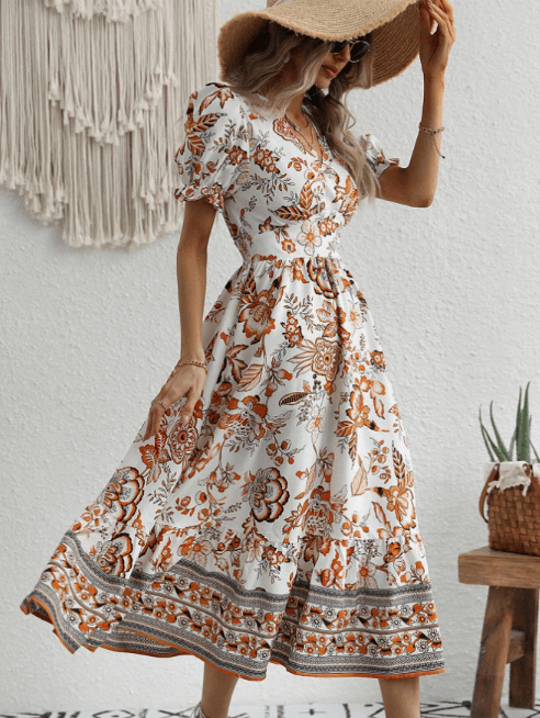 Vestido Verano Florado Midi Elegante