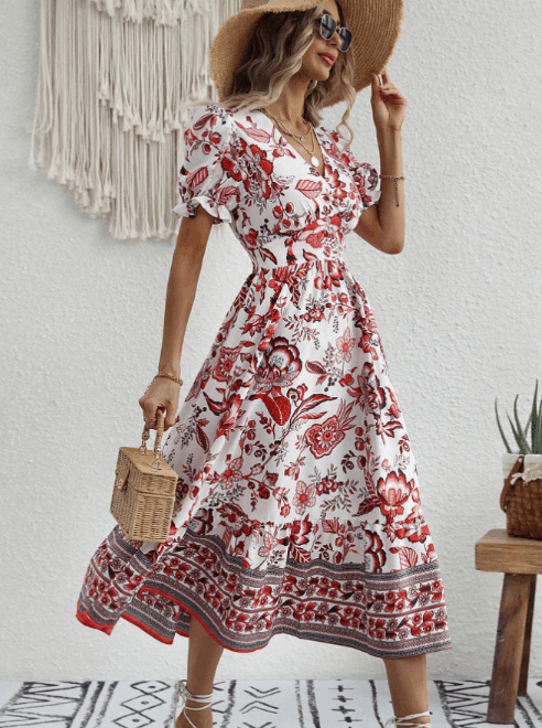 Vestido Verano Florado Midi Elegante