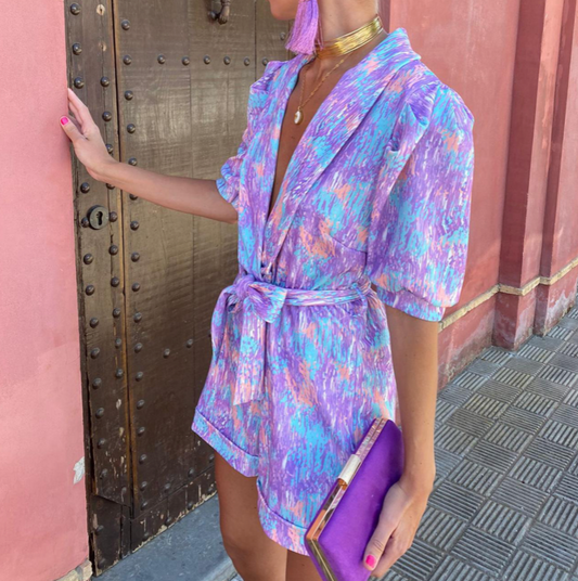 Mono Corto Estampado Colorido Mujer - Vestiria