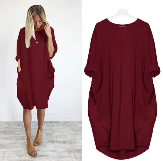 Vestido Corto Amplio Comodidad Relajada