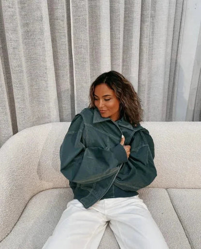 Chaqueta Cuero Amplia Mujer
