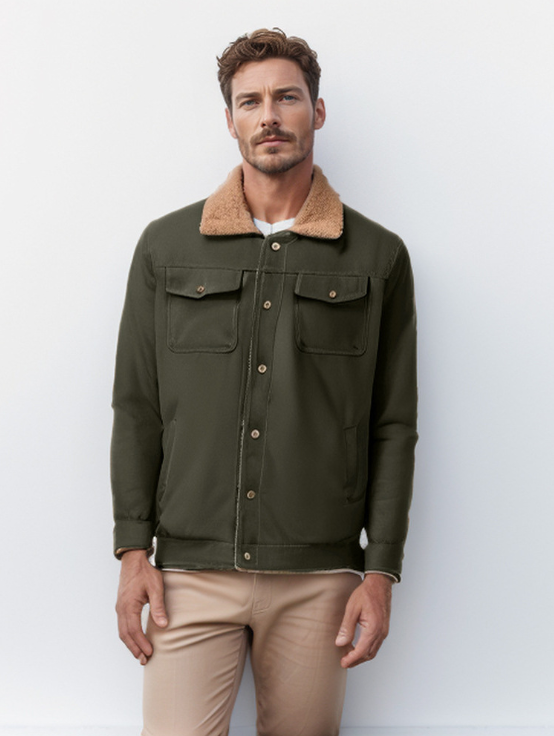 Chaqueta Hombre Cazadora Sherpa Abotonada