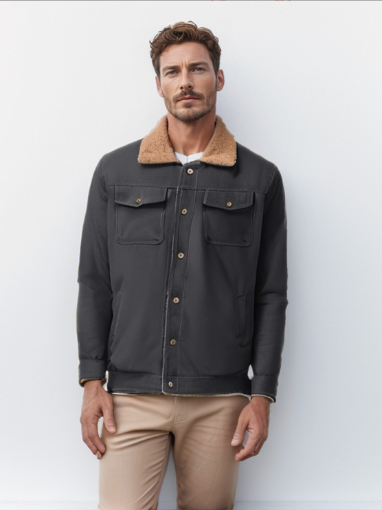 Chaqueta Hombre Cazadora Sherpa Abotonada