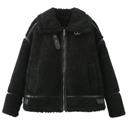 Chaqueta Mujer Piel Sintética Cuello Abrochado