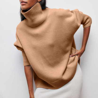 Jerséis Mujer Cuello Alto Cálido Beige