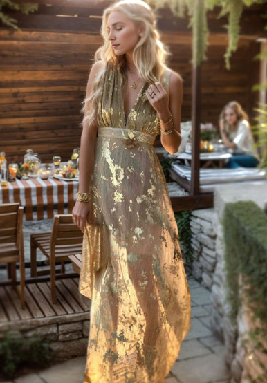 Vestido Fiesta Cómodo Cuello Pico