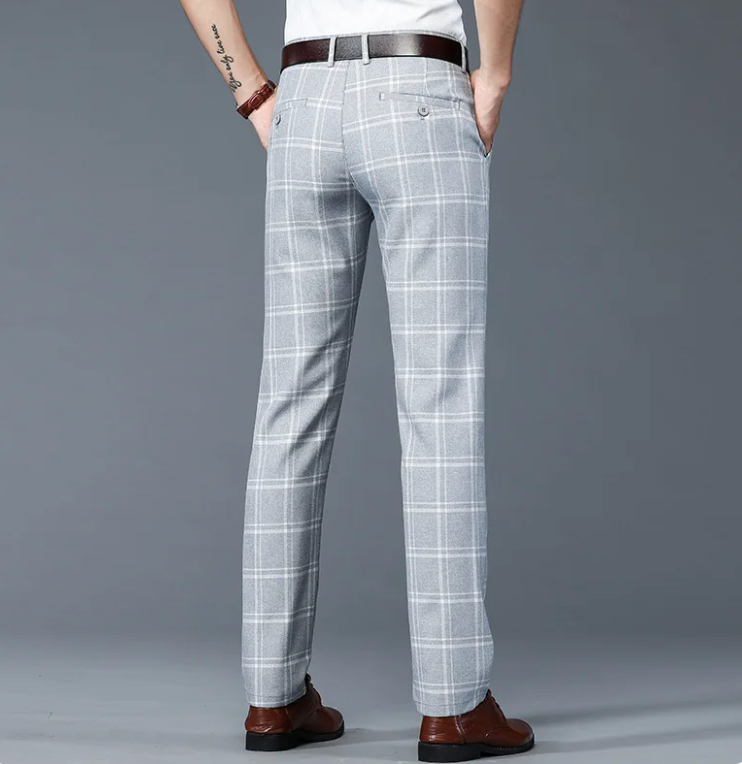 Pantalones deportivos de cuadros ajustados para hombre - Vestiria