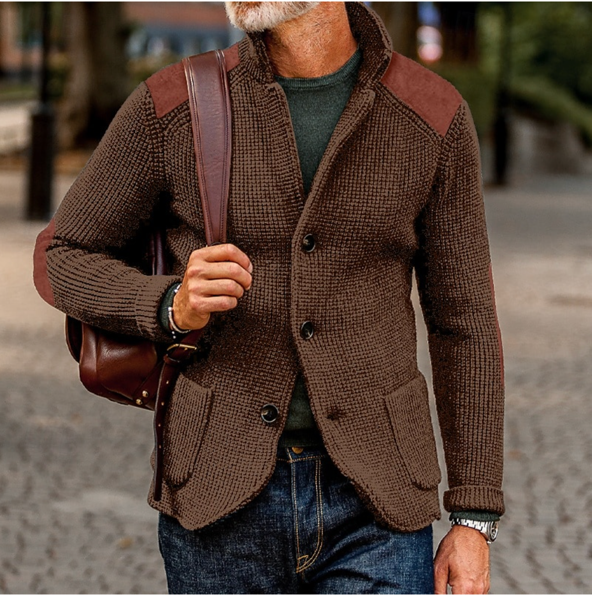 Chaqueta de punto cómoda con botones hombre