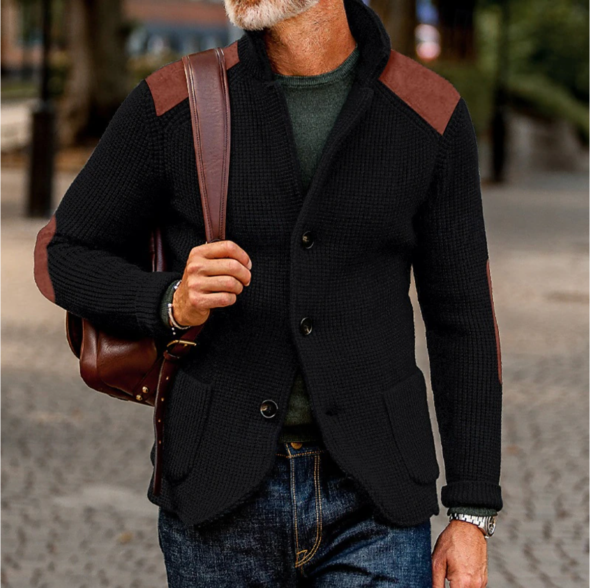 Chaqueta de punto cómoda con botones hombre - Vestiria