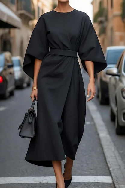 Vestido Mujer Estilo Clásico con Mangas Amplias
