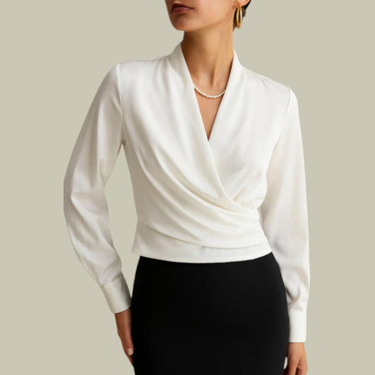 Blusa Satén Mujer Elegante Manga Larga - Vestiria