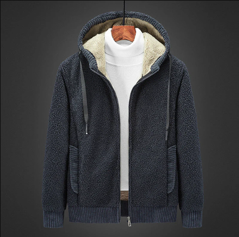 Chaqueta Polar Hombre Capucha Cremallera Relajada
