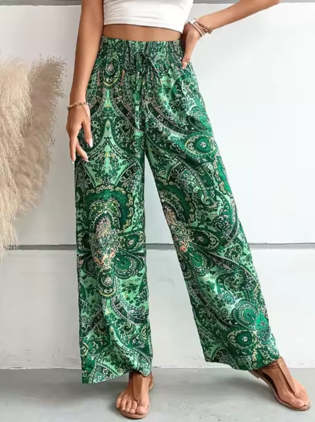 Pantalones Boho anchos con estampado floral