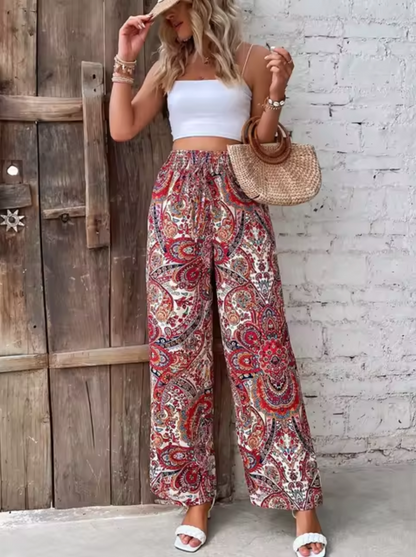 Pantalones Boho anchos con estampado floral