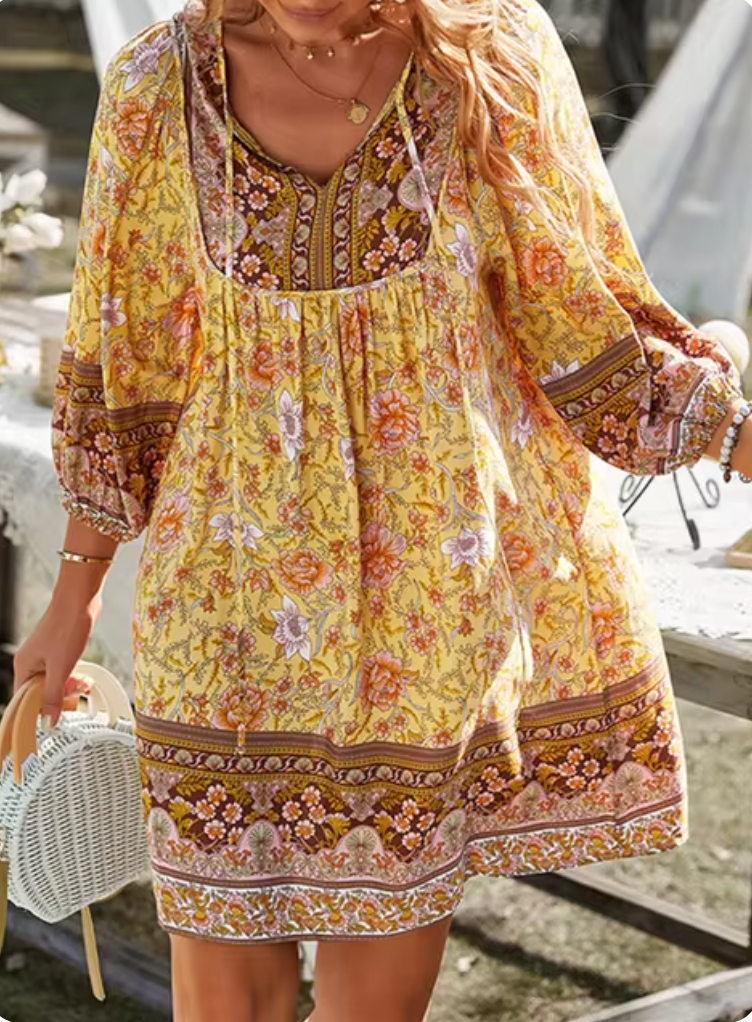 Vestido Floral Primavera Corto Elegante