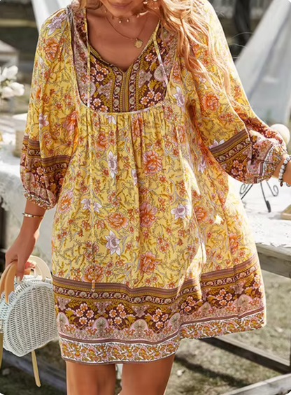 Vestido Floral Primavera Corto Elegante