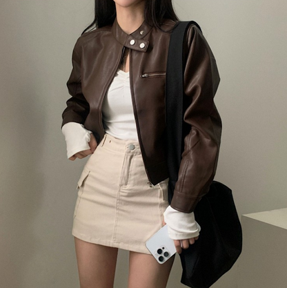Chaquetón Vintage Cuello Alto Moda Retró - Vestiria