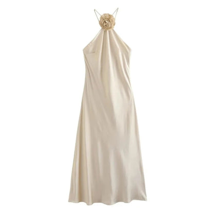 Vestido Satén Elegante Sin Mangas - Vestiria