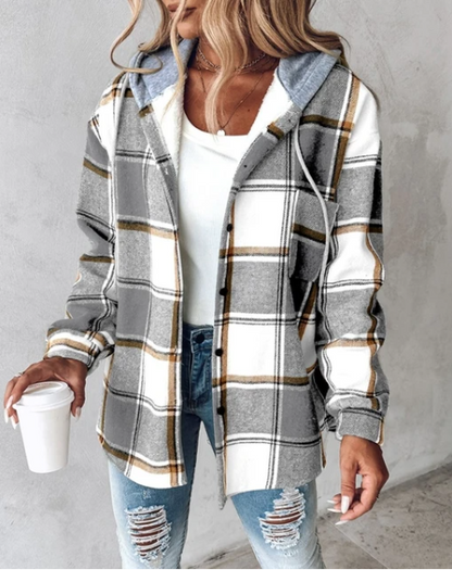 Chaqueta Mujer Cuadros Grande Capucha