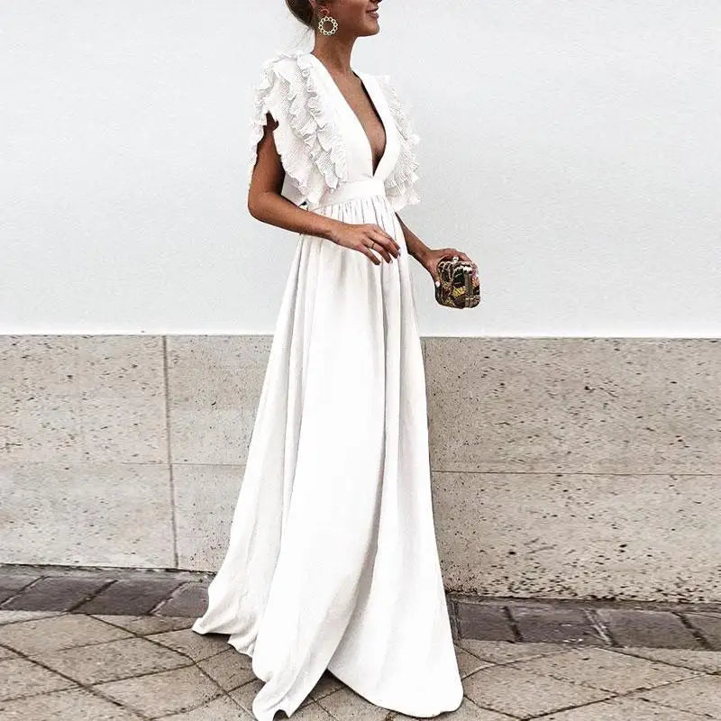 Vestido Chic con Volantes y Mangas Florales