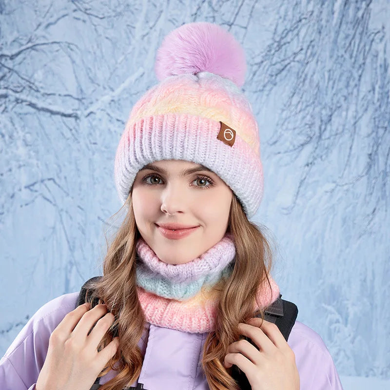Gorro y Cuello Tejido Femenino Abrigado - Vestiria