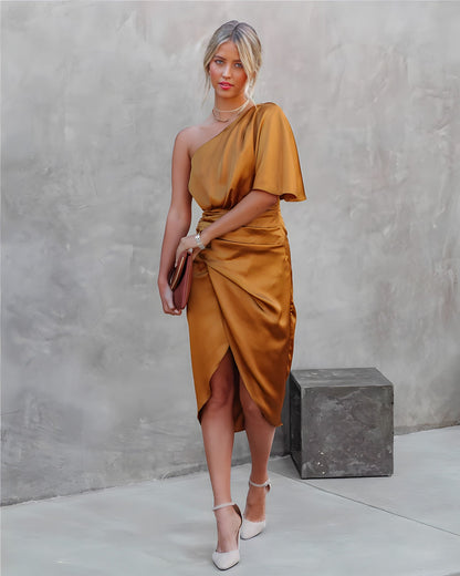 Vestido Fiesta Seda Lujoso Mujer