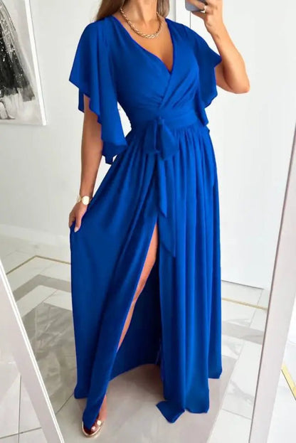 Vestido Maxi Elegante con Escote Pico y Silueta A