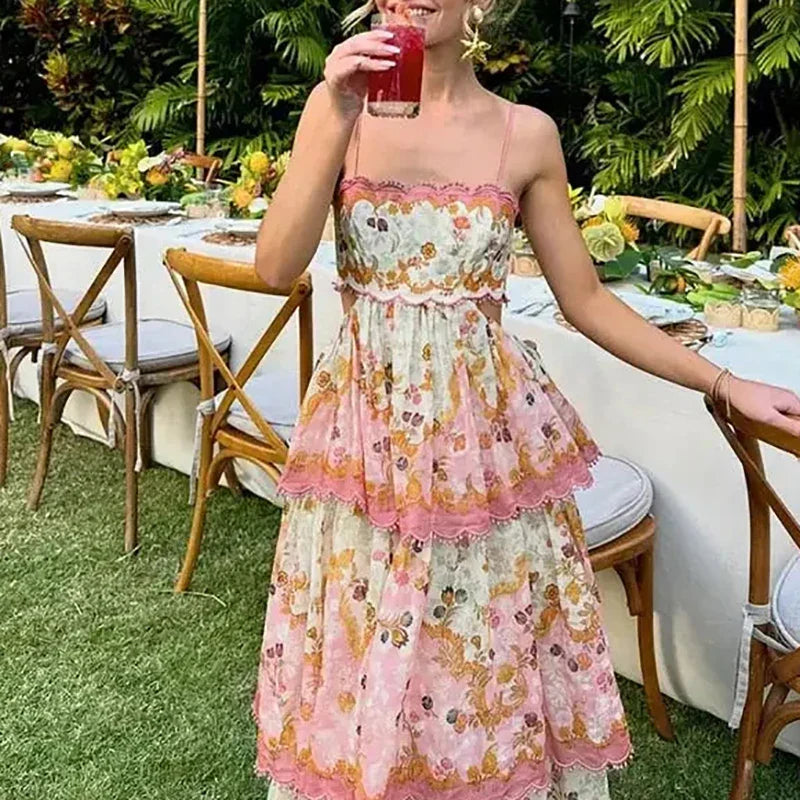Vestido Florales Capa Elegante