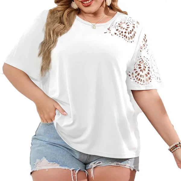 Camiseta Mujer Escote Gasa Romántica