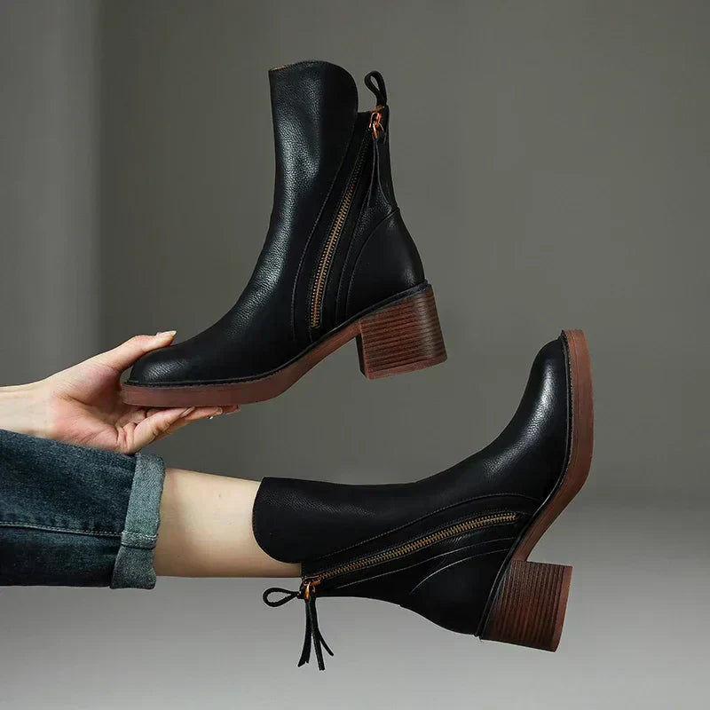 Botas Mujer Piel Sintética Cremallera Lateral