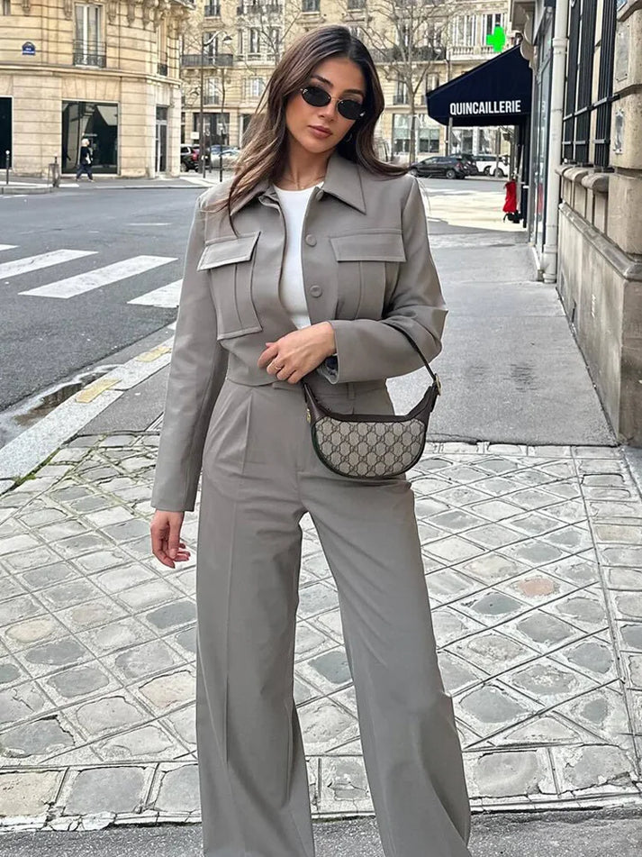 Chaquetilla y Pantalones Amplios Mujer Elegantes - Vestiria