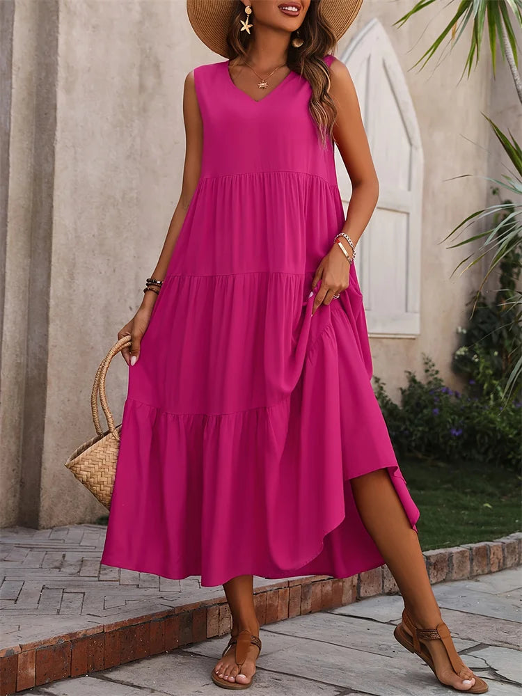 Vestido Verano Sin Mangas Escote V