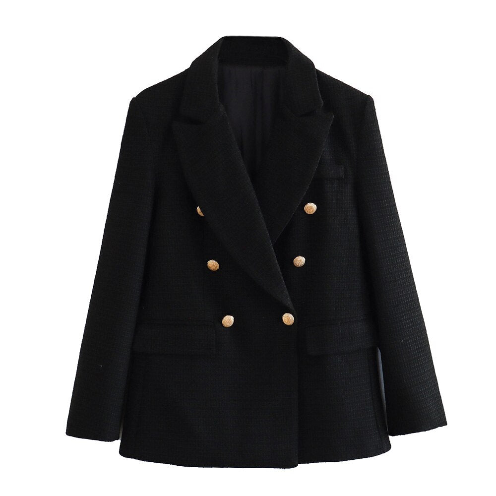 Chaquetón Mujer Elegante Contraste Moderno