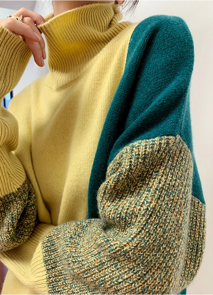 Sudadera Mujer Cuello Alto Con Contraste Deportiva