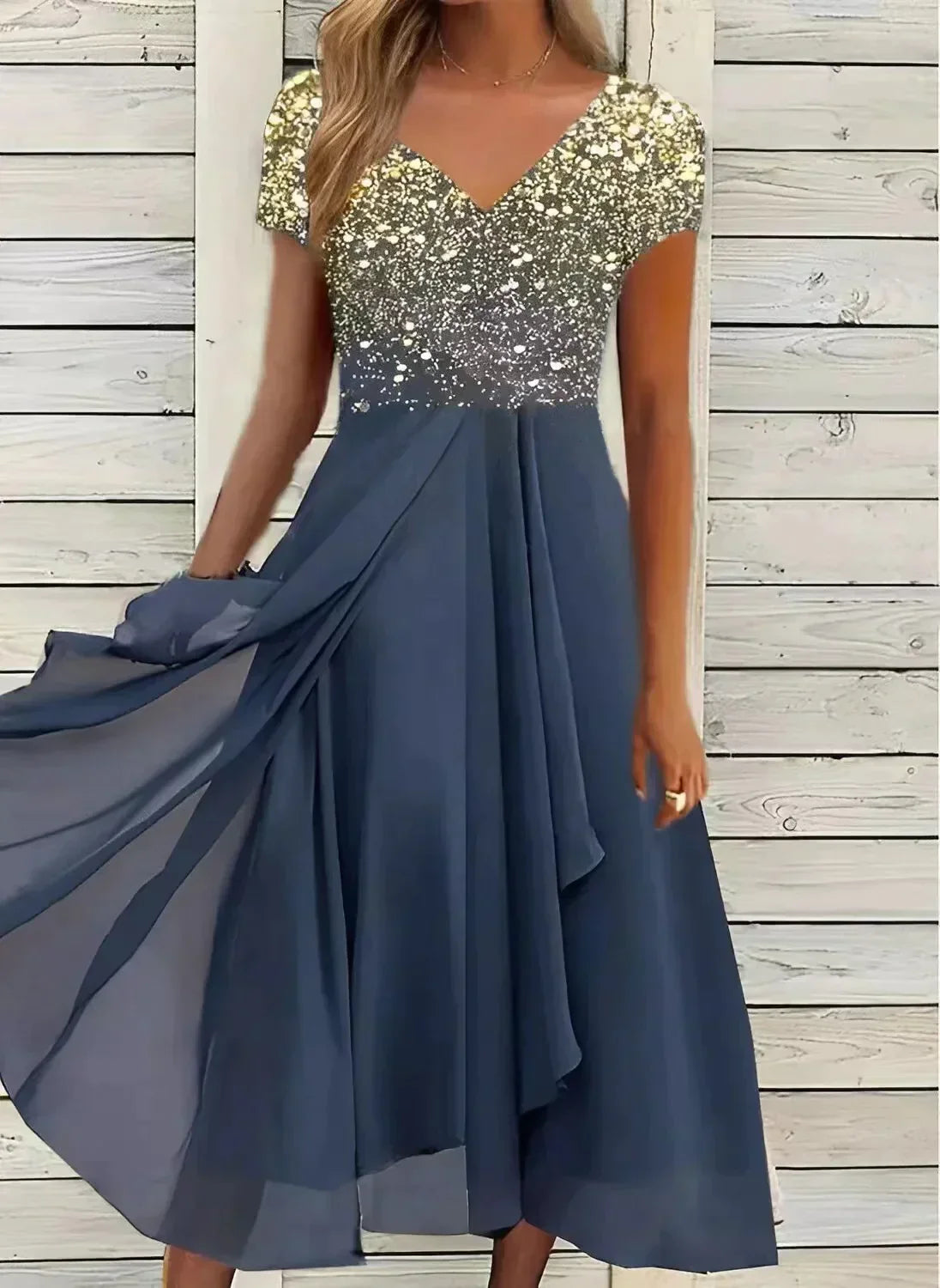 Vestido de Noche de Mujer Gasa Elegante
