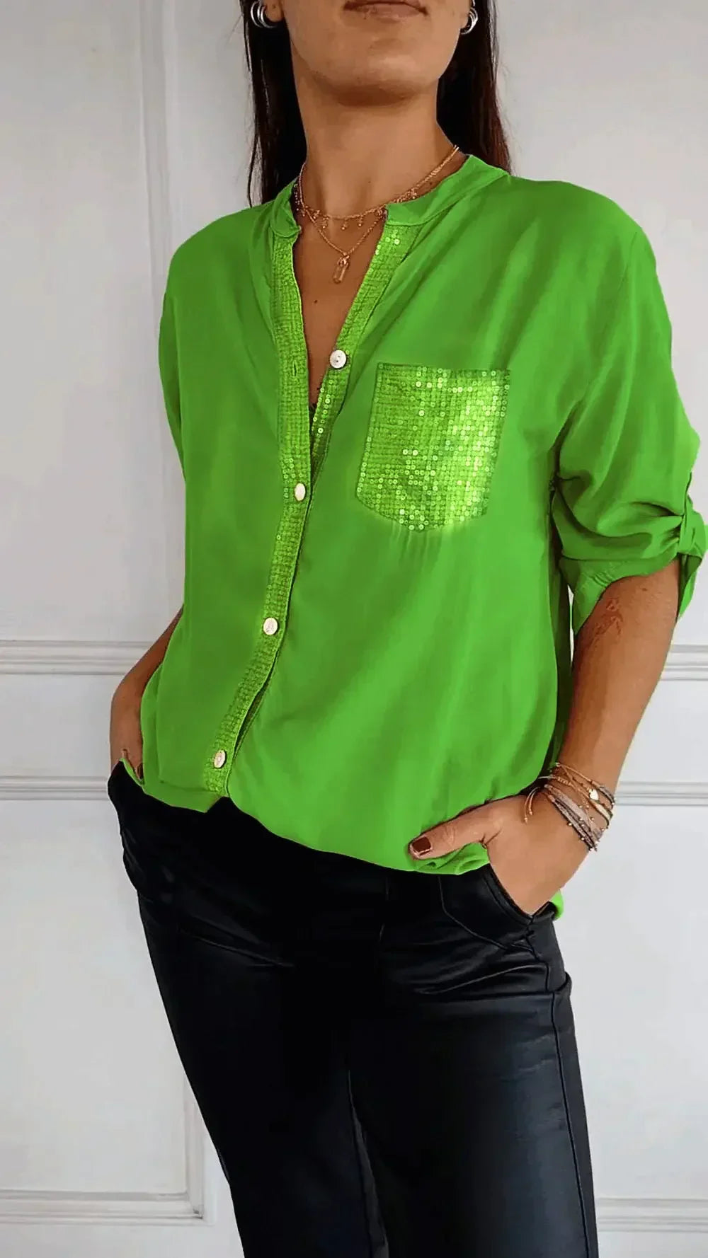 Blusa Mujer Elegante con Lentejuelas Brillantes