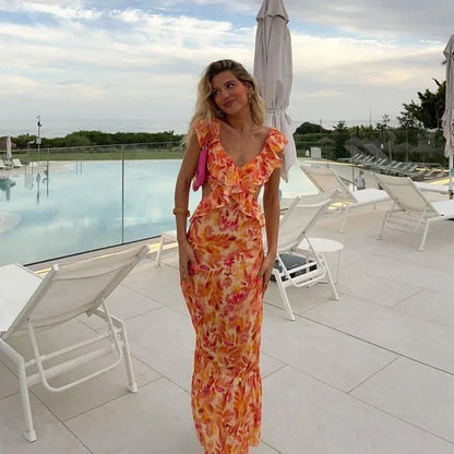 Vestido Estampado Floral con Encaje