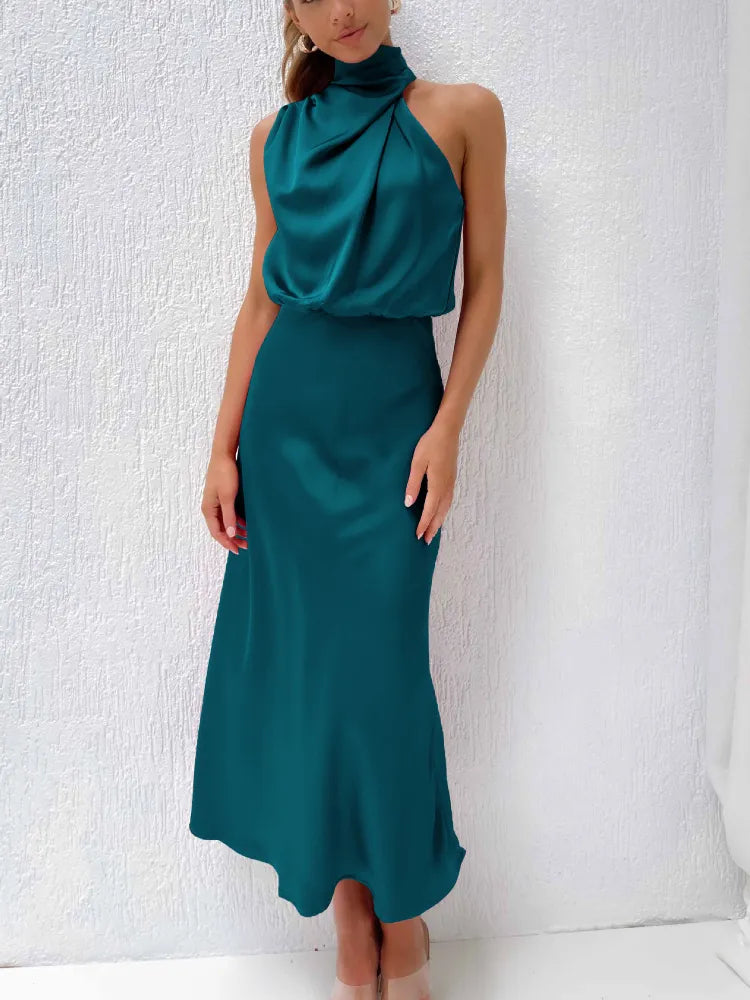 Vestido Noche Glamouroso Mujer Satén