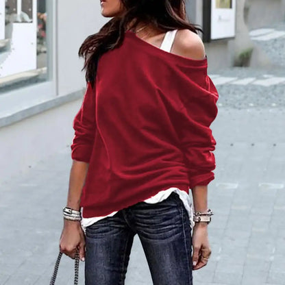 Suéter Mujer Off-Shoulder Cómodo Cuello Redondo