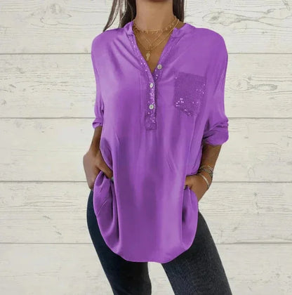 Blusa Mujer Elegante con Lentejuelas Brillantes