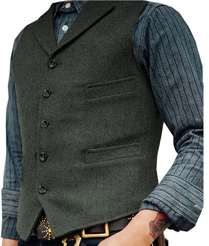 Chaleco Hombre Estilo Retro Corte Ajustado