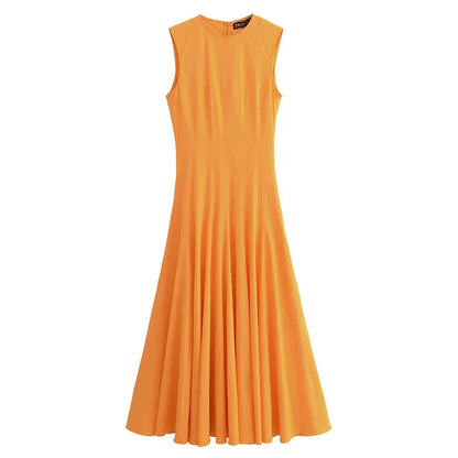 Vestido Elegante Largo Sin Mangas Floral