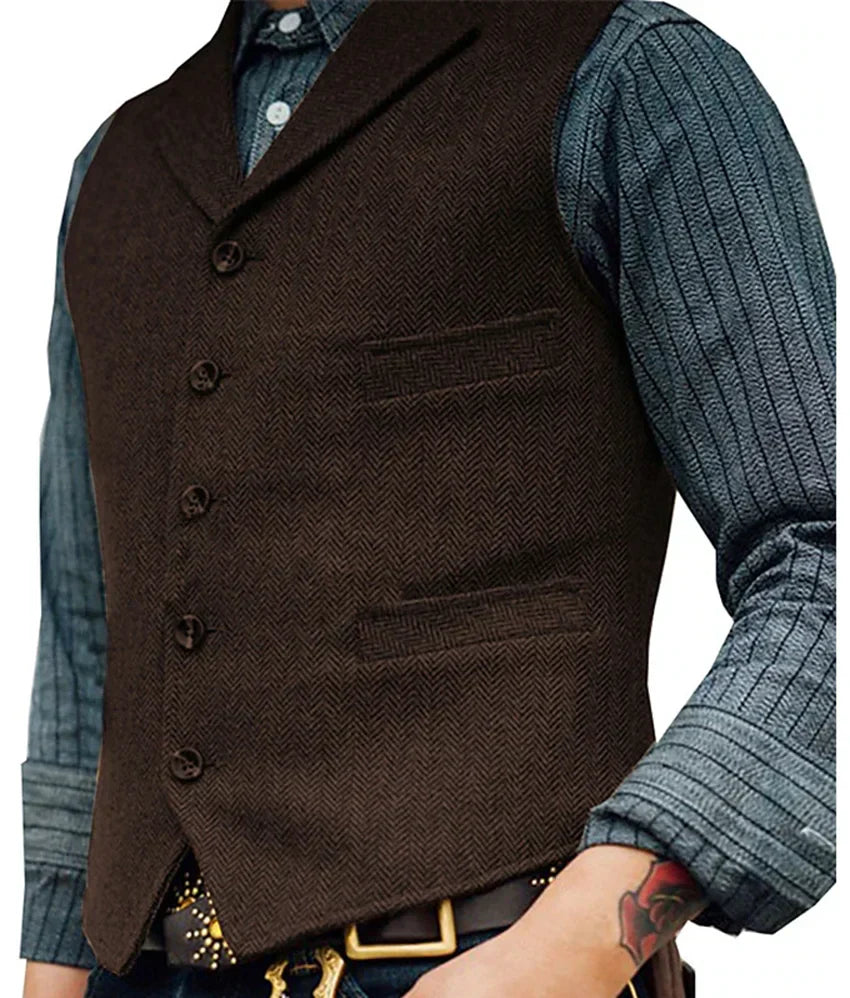 Chaleco Hombre Estilo Retro Corte Ajustado