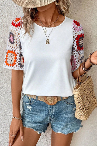 Camiseta Mujer Ganchillo Elegante