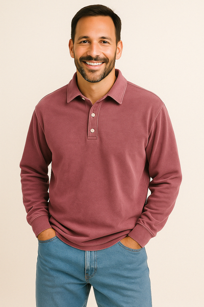 Polo Hombre Manga Larga Clásico Elegante