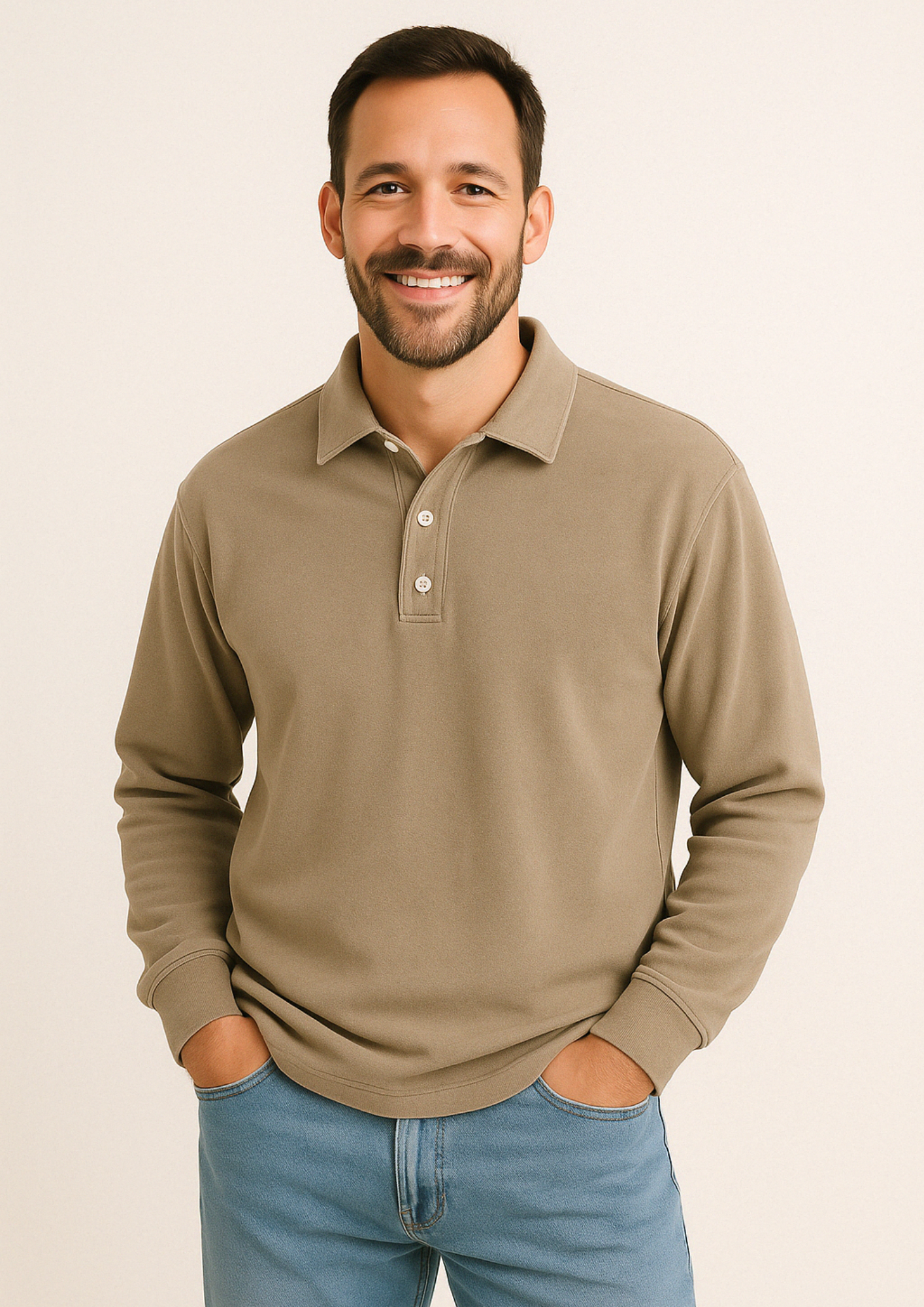 Polo Hombre Manga Larga Clásico Elegante