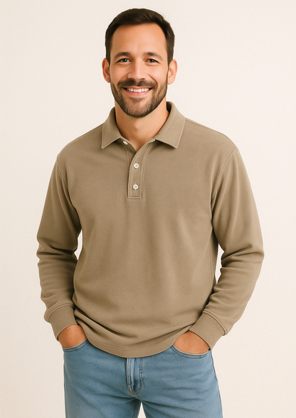Polo Hombre Manga Larga Clásico Elegante