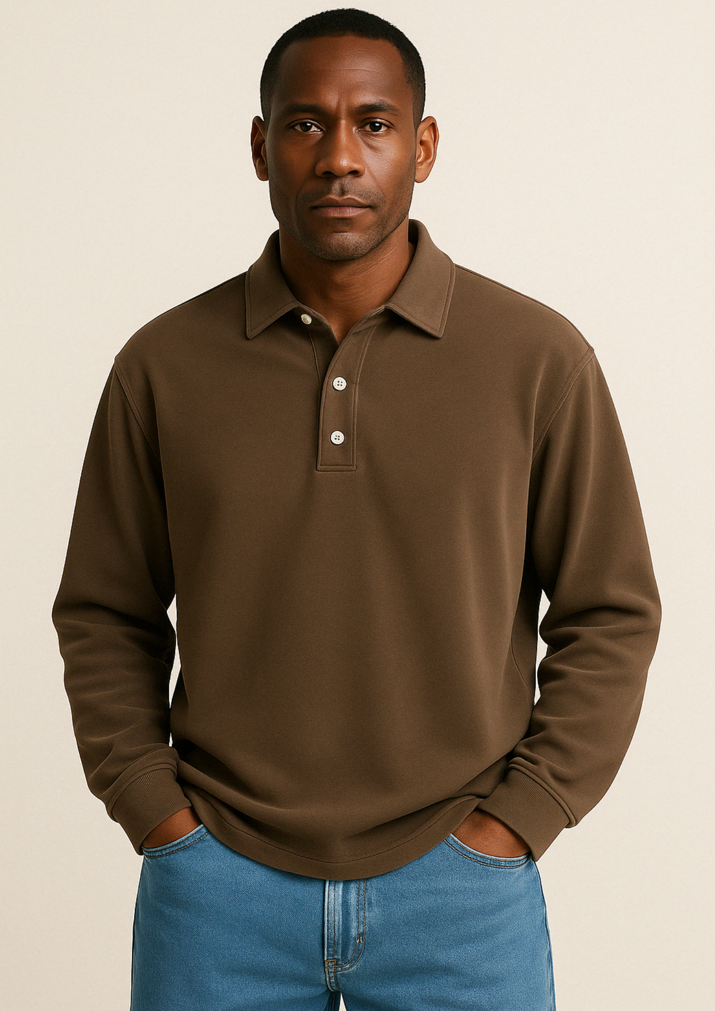 Polo Hombre Manga Larga Clásico Elegante