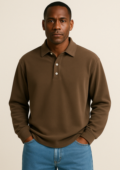 Polo Hombre Manga Larga Clásico Elegante