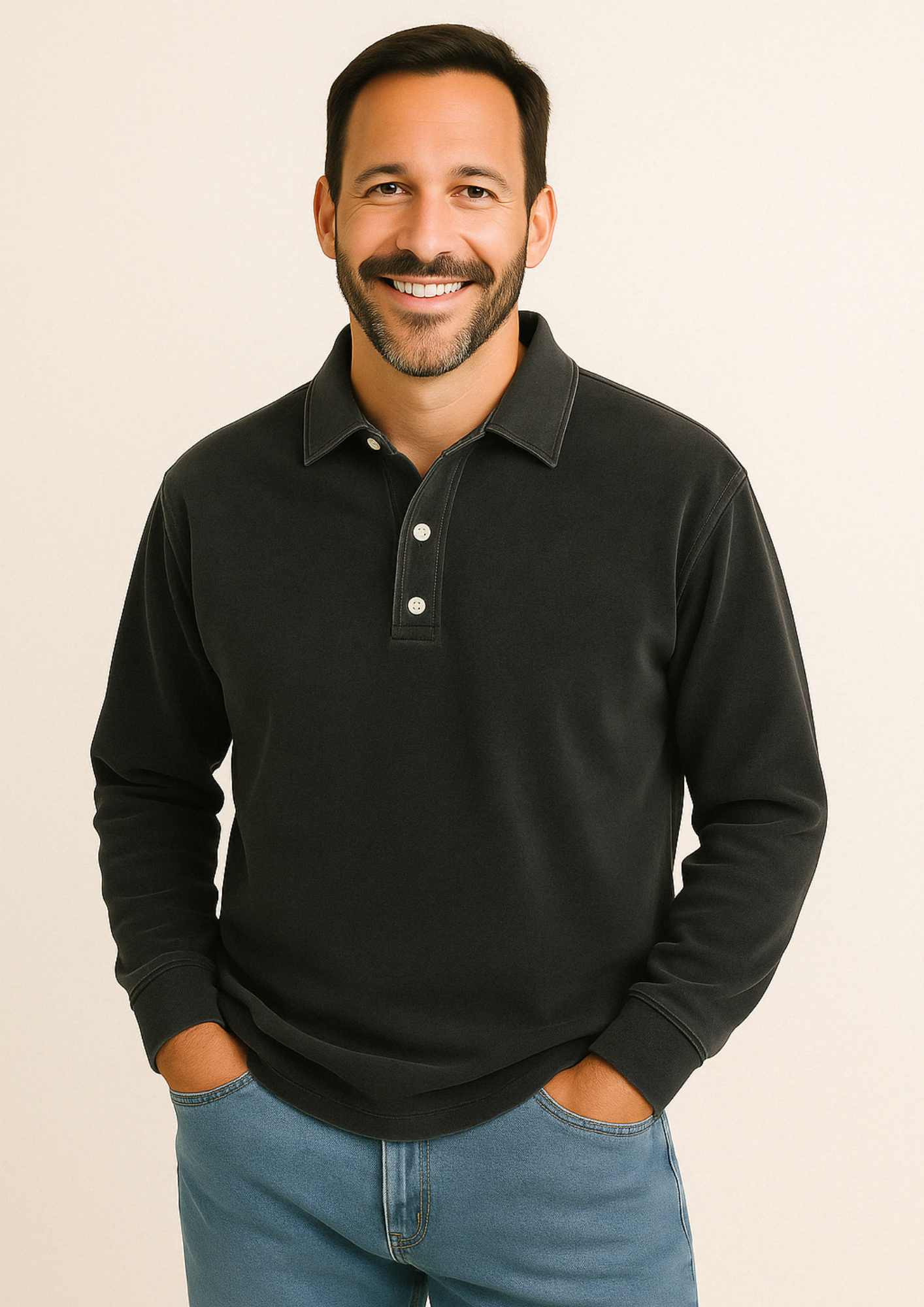 Polo Hombre Manga Larga Clásico Elegante